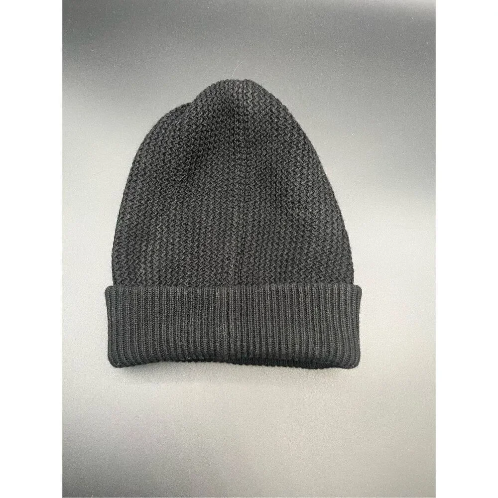 Chanel 22A Cashmere Black Gold Sequin CC Logo Beanie Winter Hat Cap Cloche